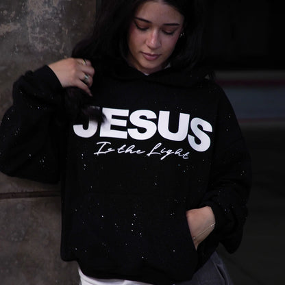 Jesus is the light Rhinestone hoodies