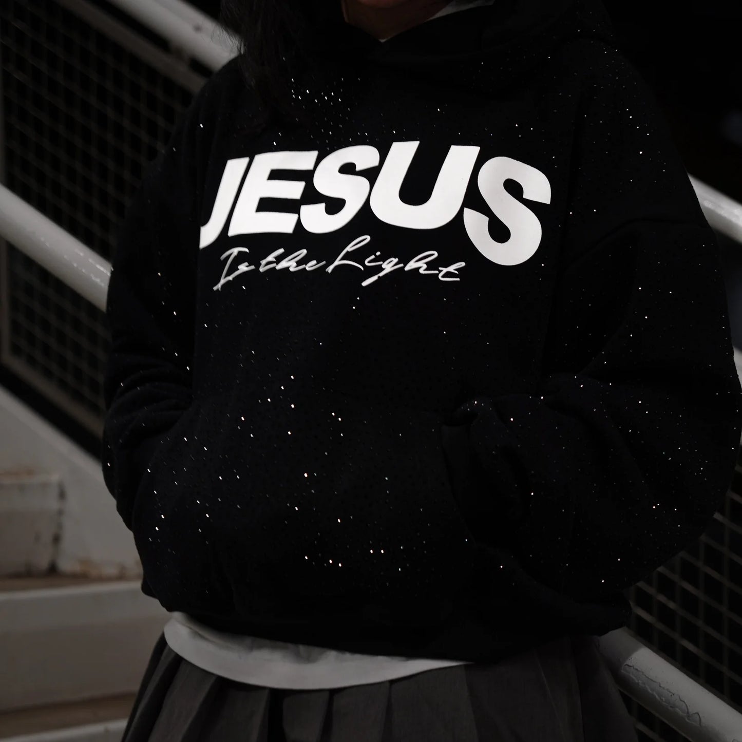 Jesus is the light Rhinestone hoodies
