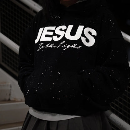 Jesus is the light Rhinestone hoodies