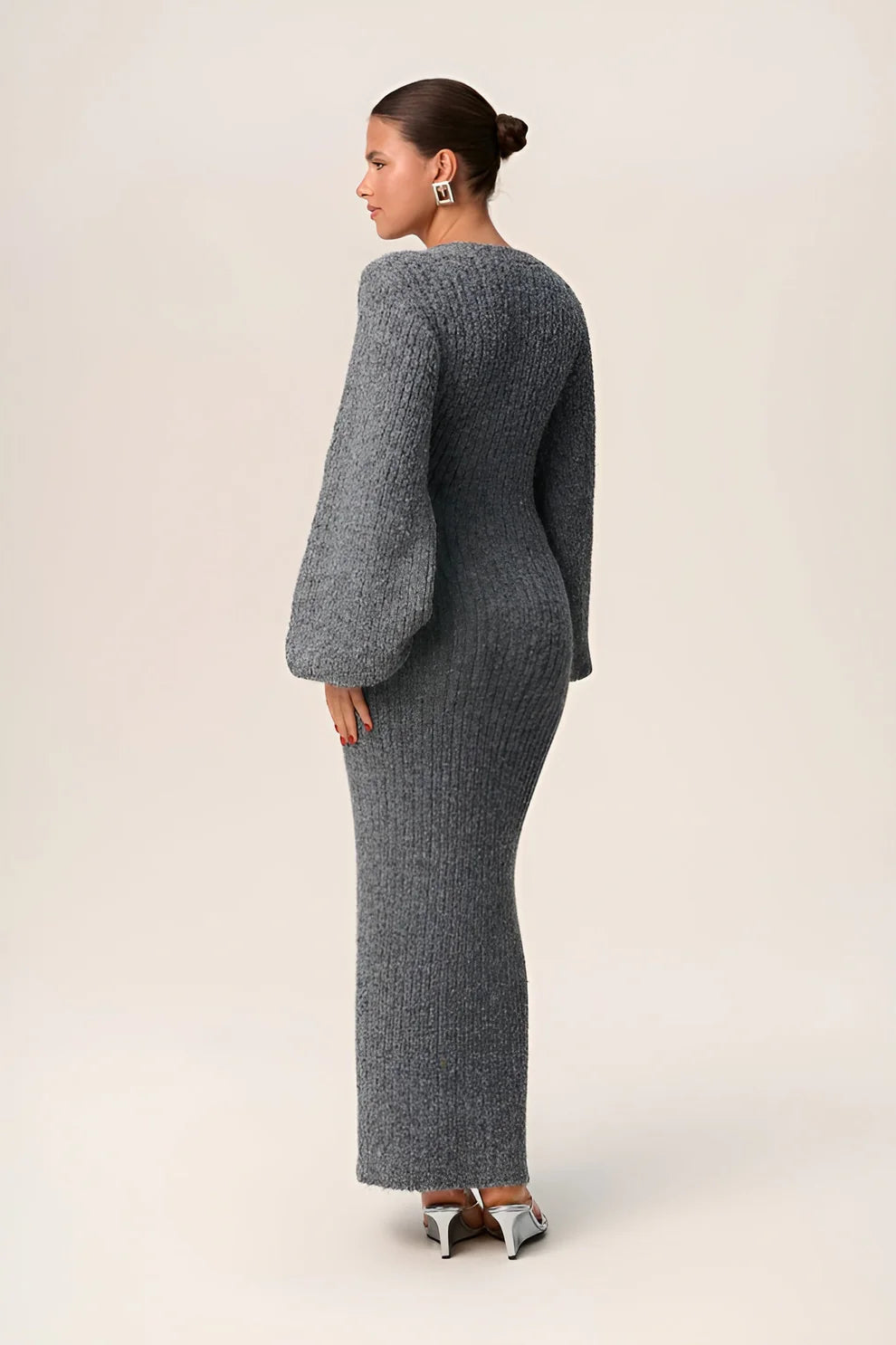 Rib-Knit Button Dress